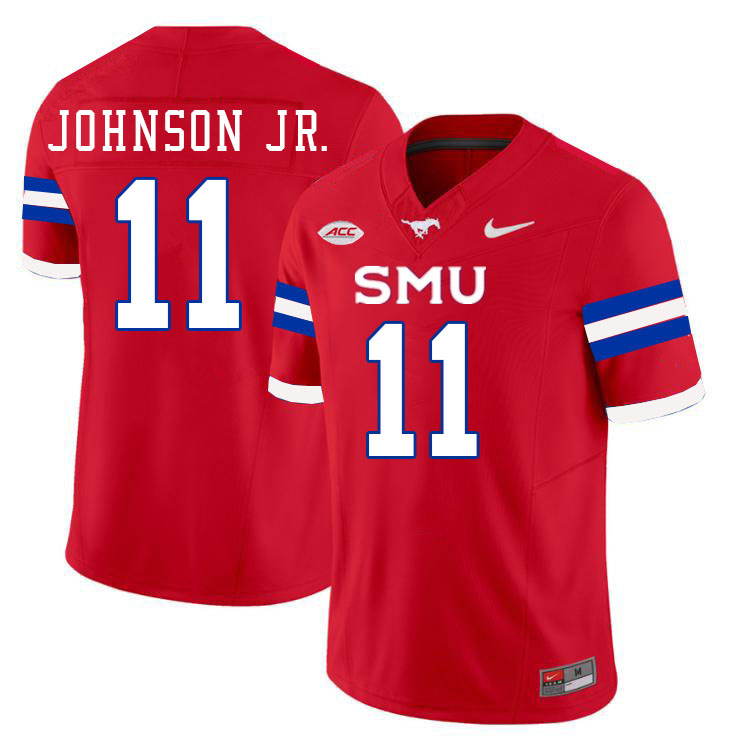 SMU Mustangs #11 LJ Johnson Jr. Jersey College Football Uniforms-Red